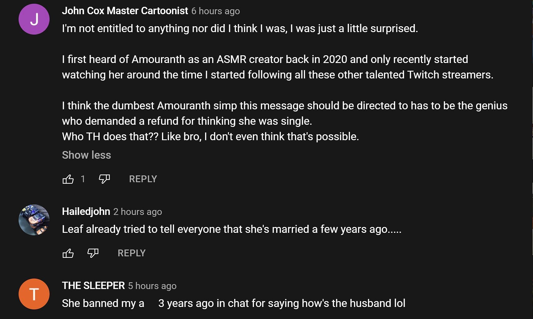 Fans in the YouTube comments section reacting to the streamer's clip (Image via BLUBBERS/YouTube)
